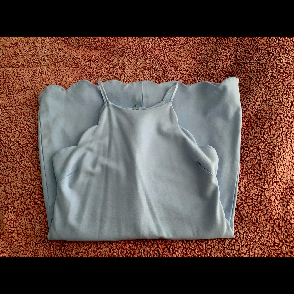 Baby blue mini dress.